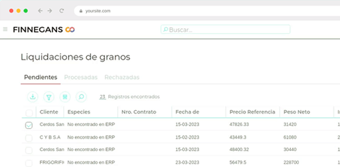 Interfaz de Finnegans GO